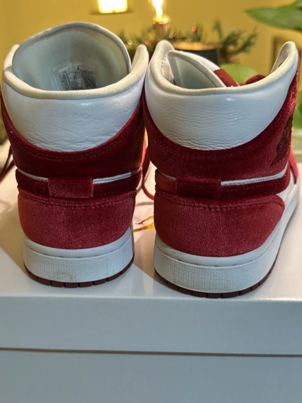 Nike Air Jordan 1 Mid White and Red Suede